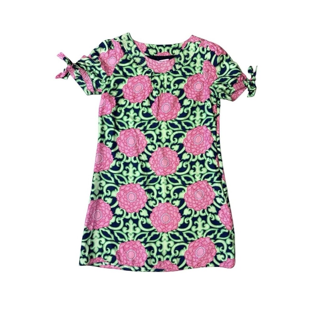Lilly Pulitzer Silk Shift Dasha Dress 6 Navy Pink Floral‎ Private Property